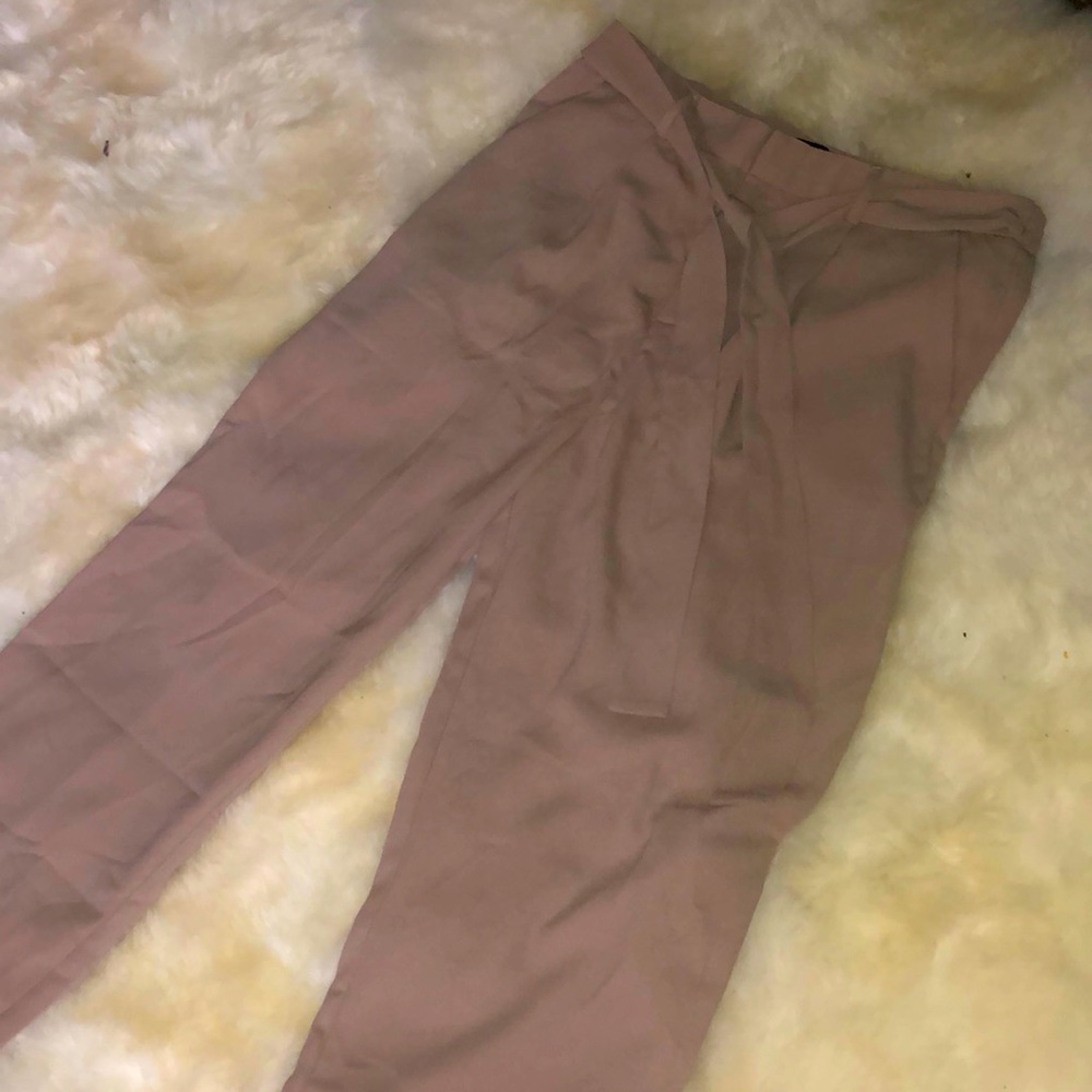 Size large tan tie waist pants like new
